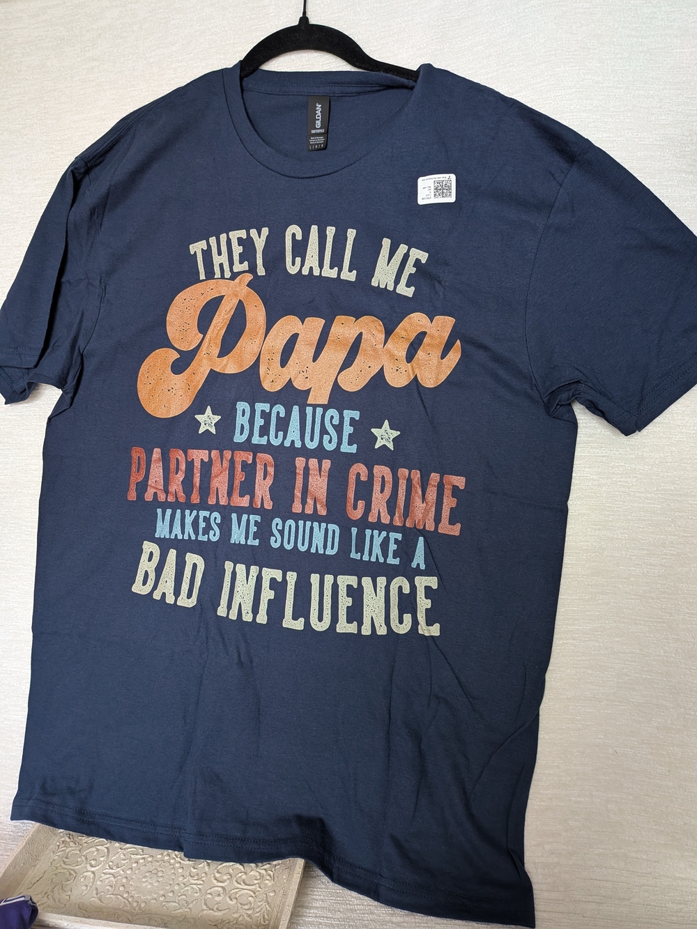 Gildan Navy Blue "They Call Me Papa" Graphic Tee MEN'S Large 100% Cotton